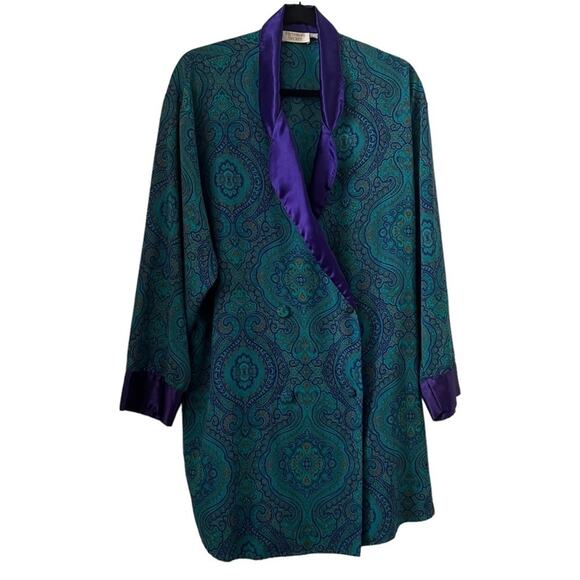 Victoria Secret Gold Label Paisley Print Sleepwear Classic Nightshirt Size L - Picture 1 of 8